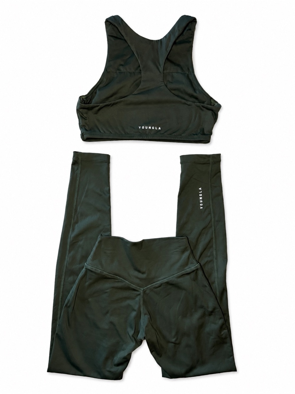 YoungLA Olive Green Racerback Sports Bra & Leggings Set